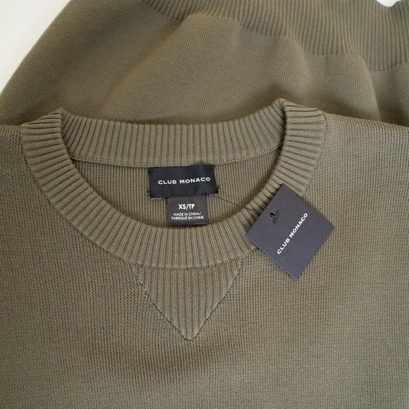 Club Monaco Crewneck Sweater Cotton Blend Olive - Picture 6 of 9